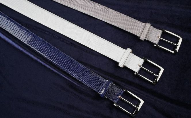 ベルト SAKURA WAQS 匠リザードベルト33ミリ ( 紺 グレー 白 ) 革 革製品 皮革製品 ファッション 小物 高級 リザード 吟ズリ加工 高級仕立て カジュアル 手づくり 