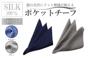 シルク・ポケットチーフ　ネイビー　グレー　2枚セット　TR00034