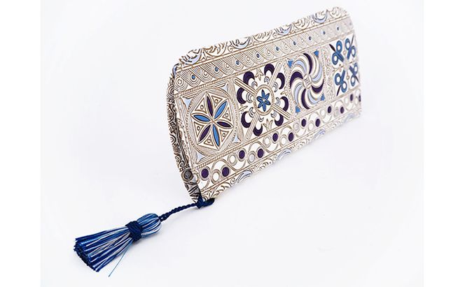 【文庫屋大関】メガネケース　錦紗＜紫＞【皮革工芸品】 ファッション小物 民芸品 