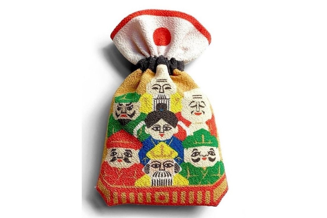 丹後ちりめん 祭巾着 しちふくじん サイズ:約22cm×13cm DZ00028-02