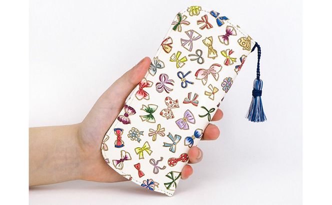 メガネケース プチリボン 文庫屋大関 メガネ ケース メガネ入れ 大人 かわいい 本革 牛革 革 皮革 軽量 スリム コンパクト 収納 工芸品 工芸 雑貨 日本製 民芸品 ファッション小物 東京 墨田区