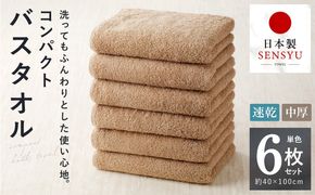 099H3812 コンパクトバスタオル 6枚 カプチーノ【速乾 中厚 ロングヘアにも最適 泉州タオル 国内製造 国産 吸水 普段使い シンプル 日用品 家族 ファミリー】