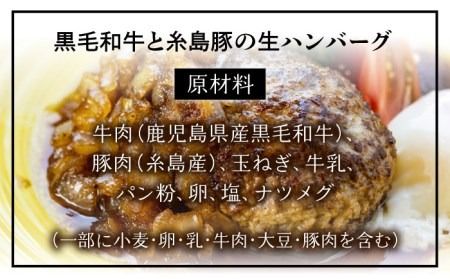 【贈答用】 糸島一人気の黒毛和牛と糸島豚の手ごね生ハンバーグ 特製角切りオニオンのハンバーグソース付！冷凍真空パック 150g×6個 個包装【CHAMP CAFE】 [AQE012]