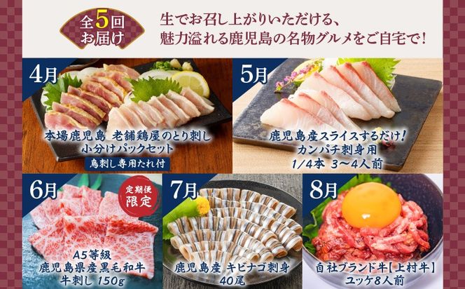 【全5回】鳥刺し・刺身・ユッケ定期便　K000-T2505