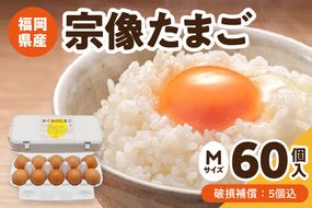 JAむなかたよりお届け！宗像たまご60個（55個＋補償5個）【JAほたるの里】_HA0916