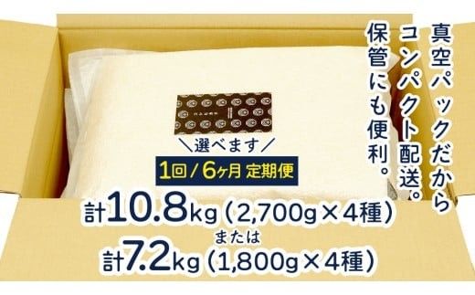 【 選べる 内容量 / お届け回数 】食べくらべ　精米 4種　真空  令和7年産 米 お米 コメ 茨城県 新生活 応援 コシヒカリ ミルキープリンセス にじのきらめき つきあかり 食べ比べ 定期便 [EX003ci00]