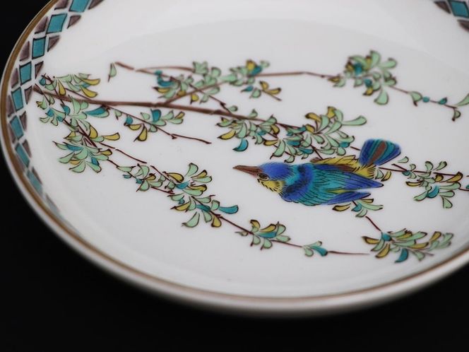 九谷焼　4.2号皿揃　かわせみ （5枚セット）a01 食器 キッチン雑貨 キッチンアイテム 雑貨 小物 お皿 丸皿 食卓 テーブルコーディネート 