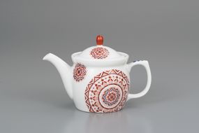 ポット急須 赤絵丸紋　大志窯