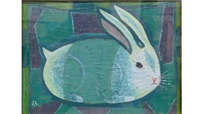 【 限定１点 】 「 USAGI ・ もよう 」 うさぎ ウサギ 絵画 アート アトリエ 飛動庵 [BG20-NT]