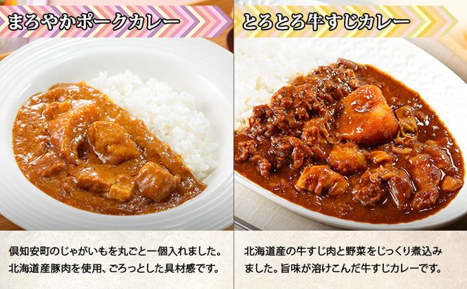 北海道 倶知安 カレー 4種 食べ比べ 計4個 中辛 スープカレー ビーフカレー ポークカレー 牛すじカレー じゃがいも 牛肉 豚肉 チキン 業務用 レトルト 食品 レトルトカレー 