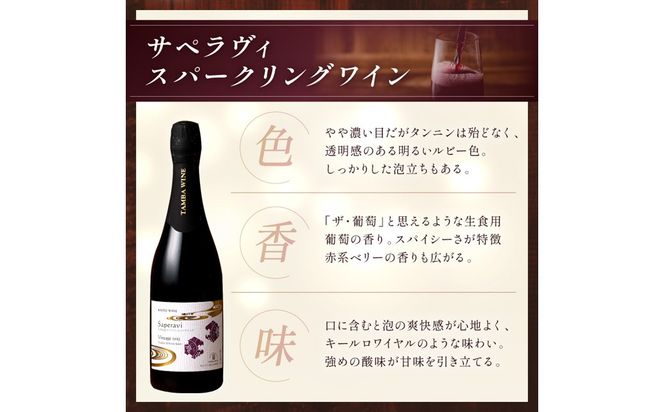 【丹波ワイン】京都ワイン（赤）サペラヴィ＆メルロー2022（720ml）・スパークリング (750ml） 2本セット　NZ00018