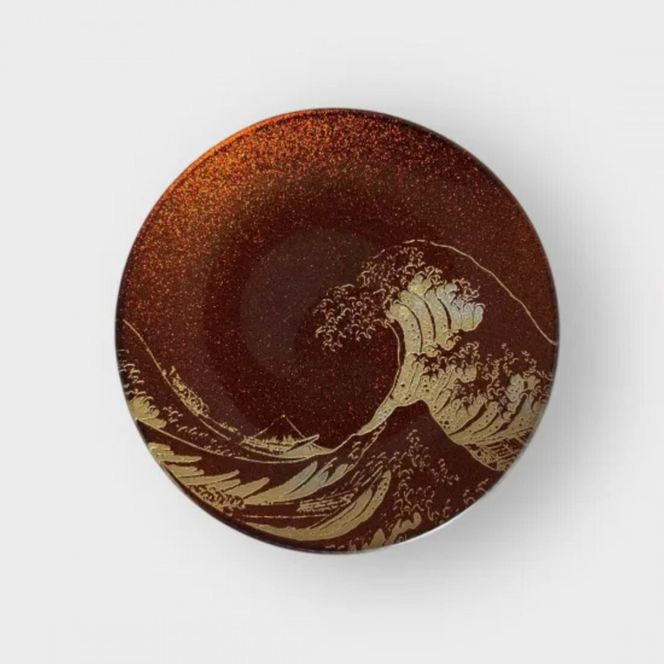 丸小皿 北斎 梨地レッド ［NF262］ 303446_CU90098