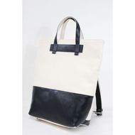 レディース　国産　キャンバスリュックサック　7M7-1048（ナチュラル×ネイビー）