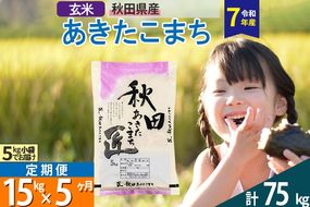 【玄米】＜令和7年産＞ 《定期便5ヶ月》秋田県産 あきたこまち 匠 15kg (5kg×3袋)×5回 15キロ お米 |02_snk-020705s