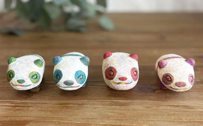 癒やし戦隊パンダレンジャー 1点 オブジェ 木彫りの置物 糸島市 / しろくも工房【いとしまごころ】[AEO009]