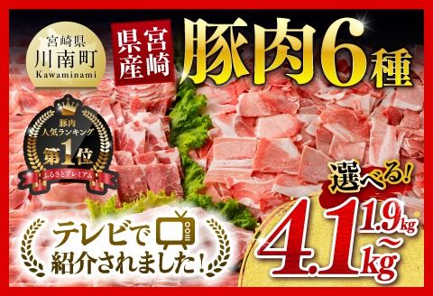 豚肉 テレビで紹介されました!※発送時期・グラムが選べる※宮崎県産 豚肉 6種 1.9kg〜4.1kg [ミヤチク 国産 九州産 BBQ 豚 ぶた 肉 ロース バラ とんかつ 焼肉 おうちごはん おうち時間] [D00634 C00624]