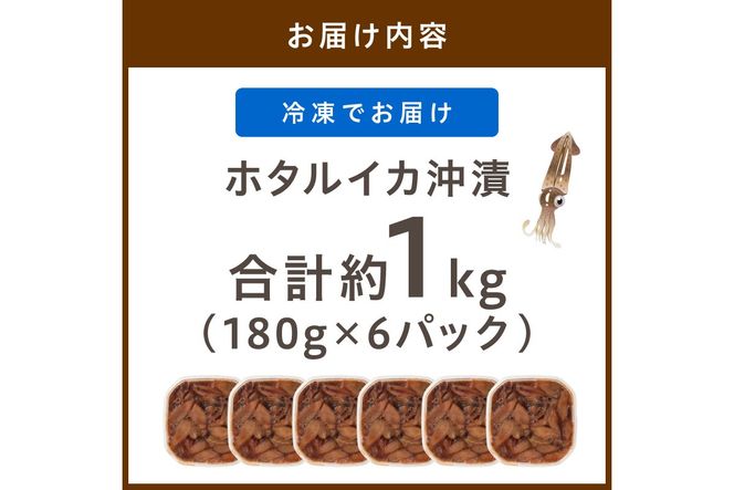 魚屋が漬けるホタルイカの沖漬け　6パック（1パック180g）計約1kg　ふるさと納税 ほたるいか 沖漬け 新鮮 海鮮 沖漬け 酒 つまみ 酒の肴 日本酒 おつまみ 珍味 日本海産　TB00056