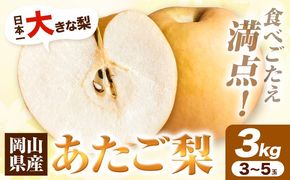 岡山県産 あたご梨 3kg（3～5玉）令和7年産先行受付《11月下旬‐12月中旬頃出荷》---H-38a---