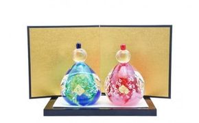ちょこんとかわいい手作りガラスのお雛様GN-17【粋工房】_HA1640