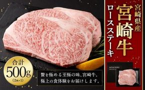 ＜宮崎牛 ロースステーキ 2枚 500g＞1か月以内に順次出荷【c1191_mc_x1】