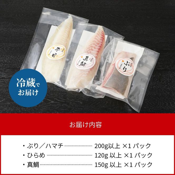 〈数量限定・訳あり〉日向灘活〆ロインお刺身3種の食べ比べ〈其の壱〉　計470g以上　N124-YZB059