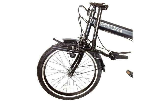 ノーパンク 折りたたみ自転車 MOVONA 20インチ ワイドタイヤ Black（ブラック） SHIMANO6段変速 空気入れ不要 通勤 通学｜武田産業 フォールディングバイク 人気返礼品 三重県 四日市市 ふるさと納税