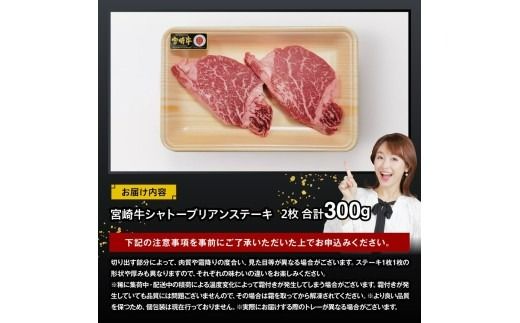宮崎牛シャトーブリアンステーキ2枚　合計300ｇ【 肉 牛肉 国産 黒毛和牛 宮崎牛 ステーキ シャトーブリアン 牛肉 宮崎県 川南町 】 [D11406]	
