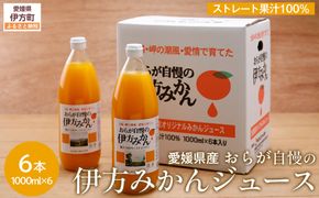 【愛媛県産】おらが自慢の伊方みかんジュース（1000ml×6本）ストレート果汁100％（入金確認後、準備が出来次第発送） IKTI008