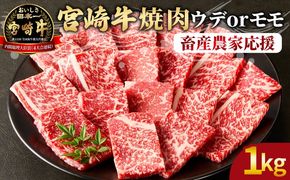 【期間限定】＜宮崎牛 赤身焼肉 2パック（1kg）＞2026年1月に順次出荷【 国産 黒毛和牛 牛肉 牛 精肉 カット肉 BBQ ウデ肉 モモ肉 4等級以上 ブランド牛 赤身 旨味 贈答品 ギフト 贈り物 プレゼント 化粧箱 グルメ ミヤチク 宮崎県 国富町 】【b0991_my_ouen_jan_x2】