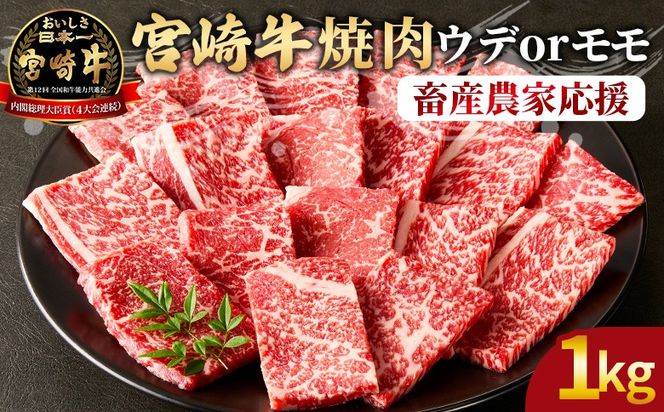 【期間限定】＜宮崎牛 赤身焼肉 2パック（1kg）＞2026年1月に順次出荷【 国産 黒毛和牛 牛肉 牛 精肉 カット肉 BBQ ウデ肉 モモ肉 4等級以上 ブランド牛 赤身 旨味 贈答品 ギフト 贈り物 プレゼント 化粧箱 グルメ ミヤチク 宮崎県 国富町 】【b0991_my_ouen_jan_x2】
