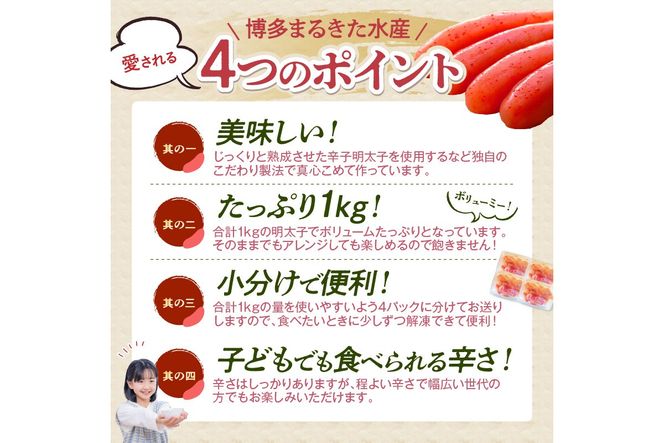 【A5-389】博多まるきた水産 辛子明太子(切子)約1kg