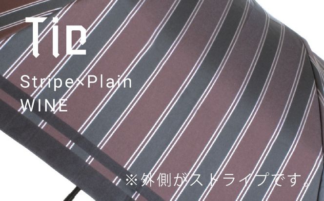 CB071【槙田商店】紳士折たたみ傘　Tie Stripe×Plain　WINE