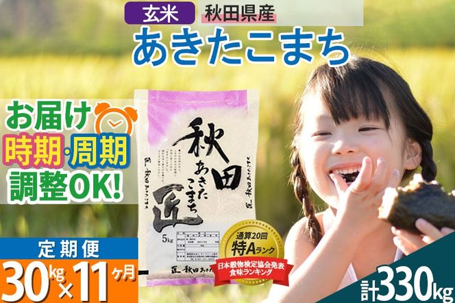 【玄米】＜令和8年産 新米予約＞ 《定期便11ヶ月》秋田県産 あきたこまち 30kg (5kg×6袋)×11回 30キロ お米 匠 |02_snk-021011
