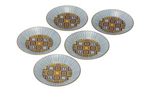 九谷焼　5.2号皿揃　石畳 （5枚セット）a01 食器 キッチン雑貨 キッチンアイテム 雑貨 小物 お皿 丸皿 食卓 テーブルコーディネート 