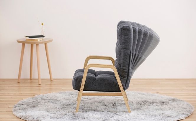 ウッドアームチェア Mサイズ WACR-M ダークグレー リクライニングチェア 一人掛け リクライニング 座椅子 一人用 ソファー 高齢者 肘掛付 コンパクト ふかふか 椅子 アイリスオーヤマ