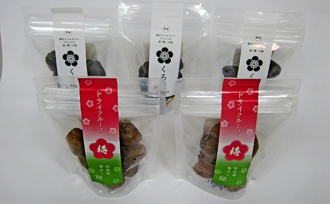 とてもすっぱい、熟成無塩の「くろ梅」と「ドライフルーツ梅」の合計5袋セット 加工食品 乾物 