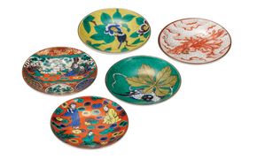 九谷焼　3.2号皿揃　時代絵 （5枚セット）a01 工芸品 