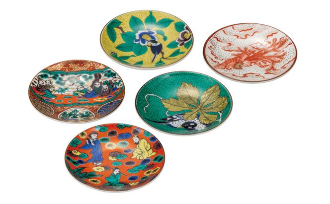 九谷焼　3.2号皿揃　時代絵 （5枚セット）a01 工芸品 