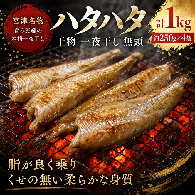 ハタハタ 干物 一夜干し 無頭 約250g×4袋 計1kg 海鮮 干物 おつまみ 肴 ハタハタ 酒 myz02 myz11 myz17
