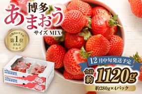 どこよりも早くお届け!12月発送「博多あまおう」約280g×4パック【ほたるの里】_HA0502