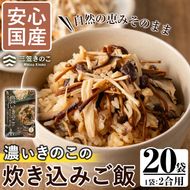 国産のえのきやきのこ使用！濃いきのこの炊き込みご飯の素(2合用×20袋) 国産 だし醤油 きのこご飯 椎茸 しいたけ 【三笠えのき茸生産組合】akn010-18