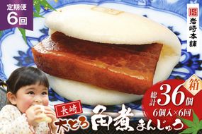 BJ046 岩崎本舗 【6回定期便】大とろ角煮まんじゅう 6個入 (箱) [長崎県 島原市]