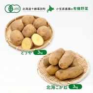 小笠原農園の有機じゃがいも 2種詰合せ（とうや3kg・北海こがね3kg）北海道 十勝 幕別《2026年秋出荷先行予約》【 野菜 芋 じゃがいも とうや 北海こがね セット 】
