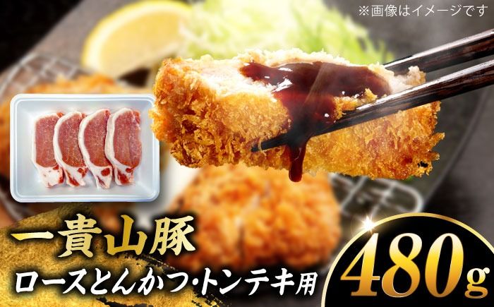 一貴山豚 ロースとんかつ・トンテキ用 計480g(120g×4枚) 糸島市 / いきさん牧場 豚肉 冷凍[AGB030] 豚肉 豚 ブランド豚 一貴山豚 ポーク ロース 生姜炒め ポークジンジャー