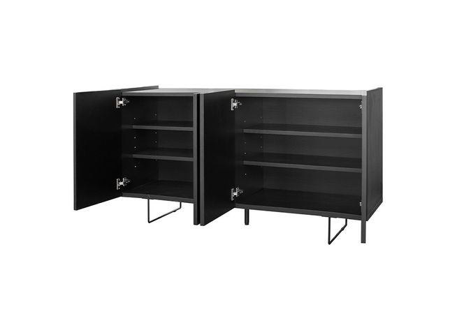 デルノ 150 サイドボード【ブラック 完成品 モダン 木目 リビング収納 大容量 おしゃれ】(H062363)
