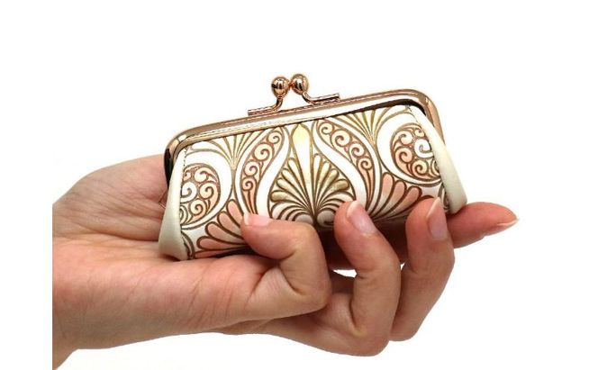 【文庫屋大関】印鑑ケース　ロカイユ＜ベビーピンク＞【皮革工芸品】 ファッション小物 民芸品 