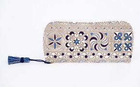 【文庫屋大関】メガネケース　錦紗＜紫＞【皮革工芸品】 ファッション小物 民芸品 