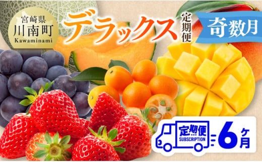 [ 全6回定期便 ] デラックス 定期便 [奇数月] [ 川南町産 きんかん いちご 完熟 マンゴー ぶどう ピオーネ 赤肉 メロン ][D11706t6]