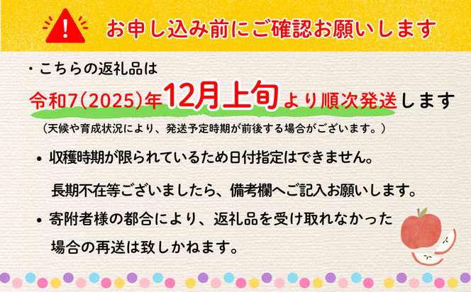 【先行予約】サンふじ 約3kg (6〜12玉）（2025年12月上旬から発送）りんご サンふじ 限定 直送 好評 (7-A41-1)