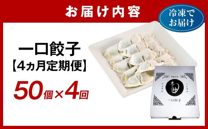 【4回定期便】一口餃子 50 個入りタレ１個（3か月に1回お届け）_kn107-t004